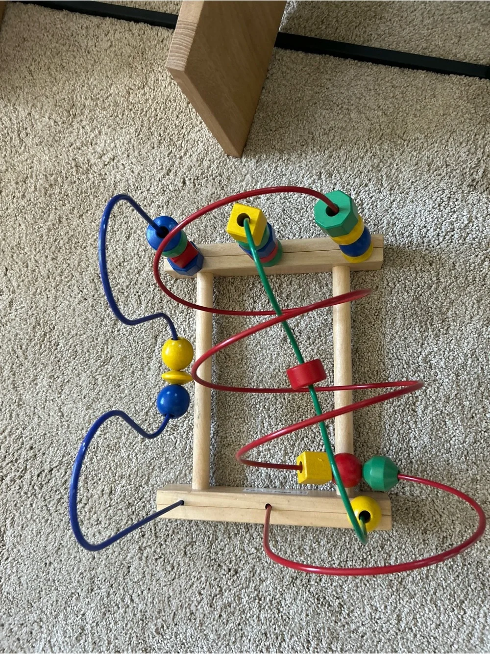 IKEA Colorful Wooden Bead Maze Toy with Red, Blue, Yellow, Green Beads